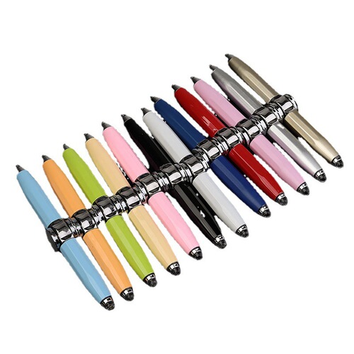 Internet celebrity fingertip gyro ballpoint pen multi-functional rotating luminous stress reduction pen creative lamp metal finger gyro pen