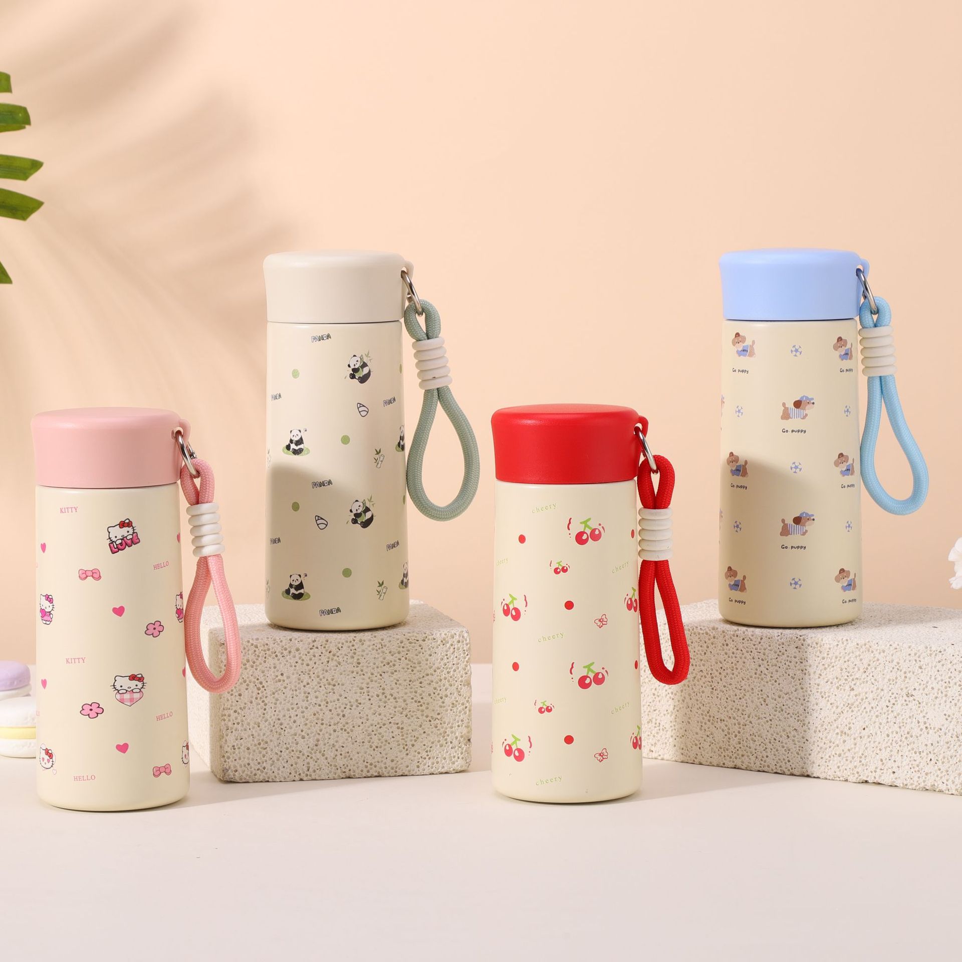 家用316不锈钢保温杯创意高颜值迷你口袋杯户外便携带提绳随身杯