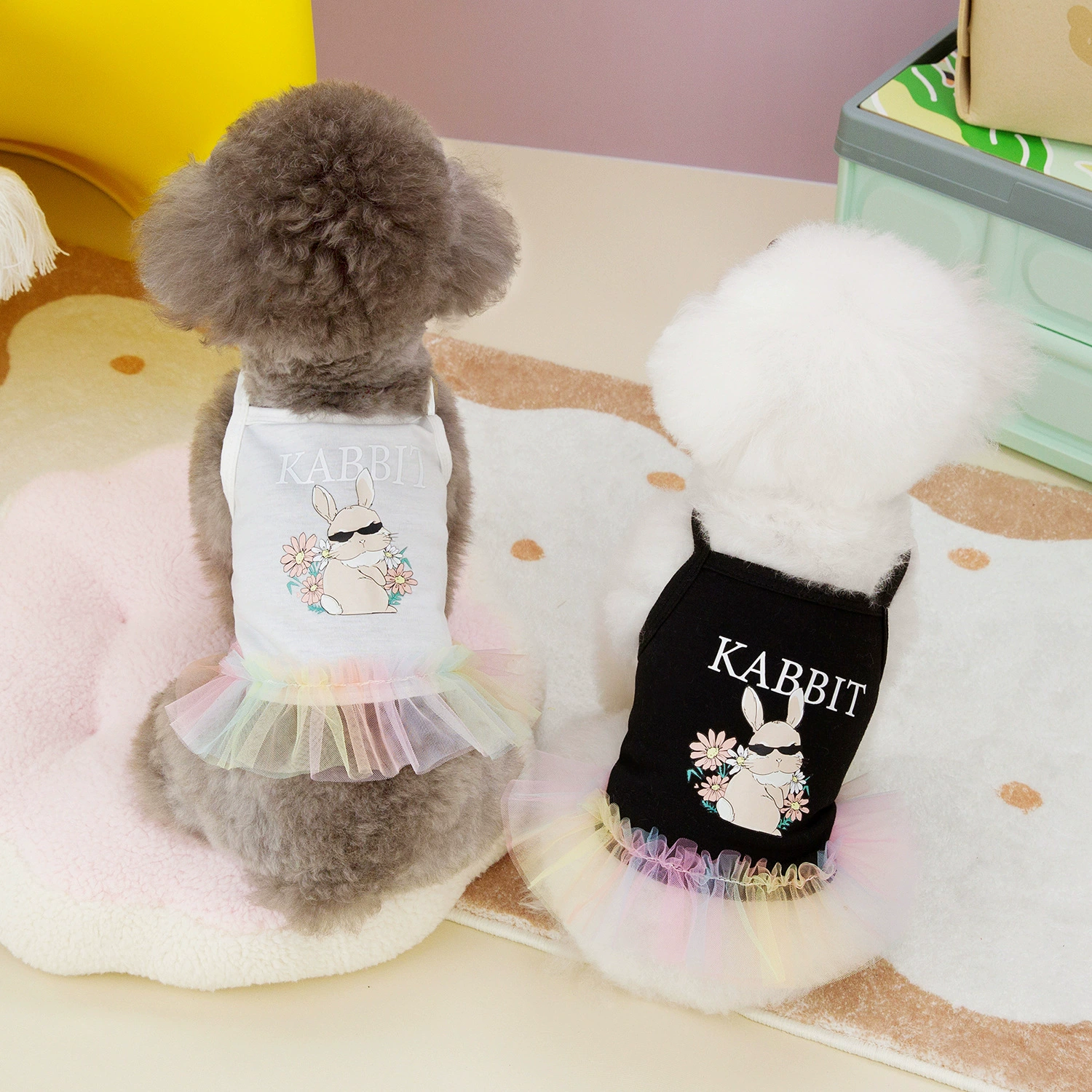24 Летний цветок кролик марлевая юбка Собака марлевая юбка Бомеи платье принцессы Одежда для кошек Тедди тонкая одежда для домашних животных маленькая собака