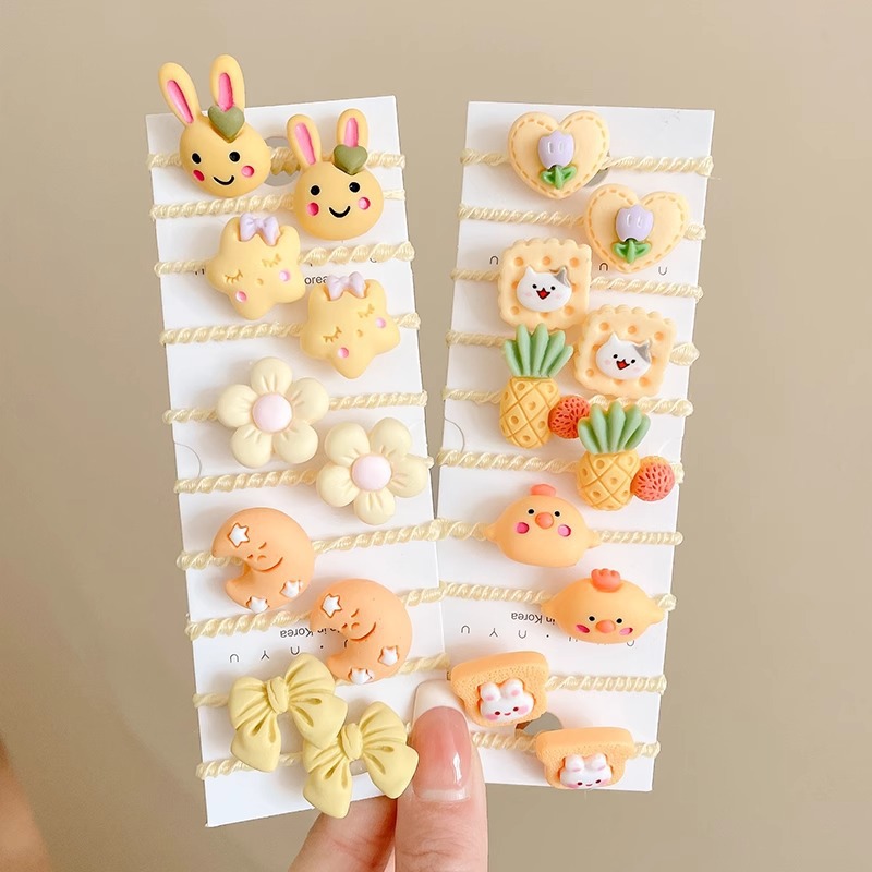 Pequeña niña pulgar anillo de pelo 2024 nueva mini flor dibujos animados no dañar cabello pequeño cabello de color dopamina adornos de cabello