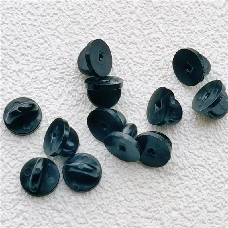 Black brooch rubber buckle universal badge accessories card cap in stock medal rubber cap wholesale