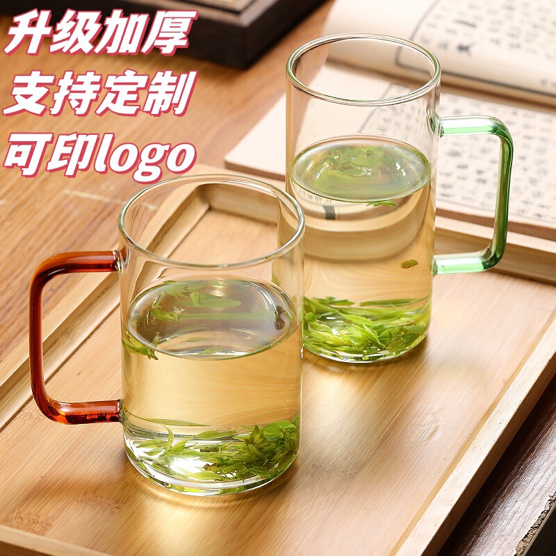 Heat-resistant glass tea cup with handle Milk Cup office transparent glass tea cup cold water Cup household