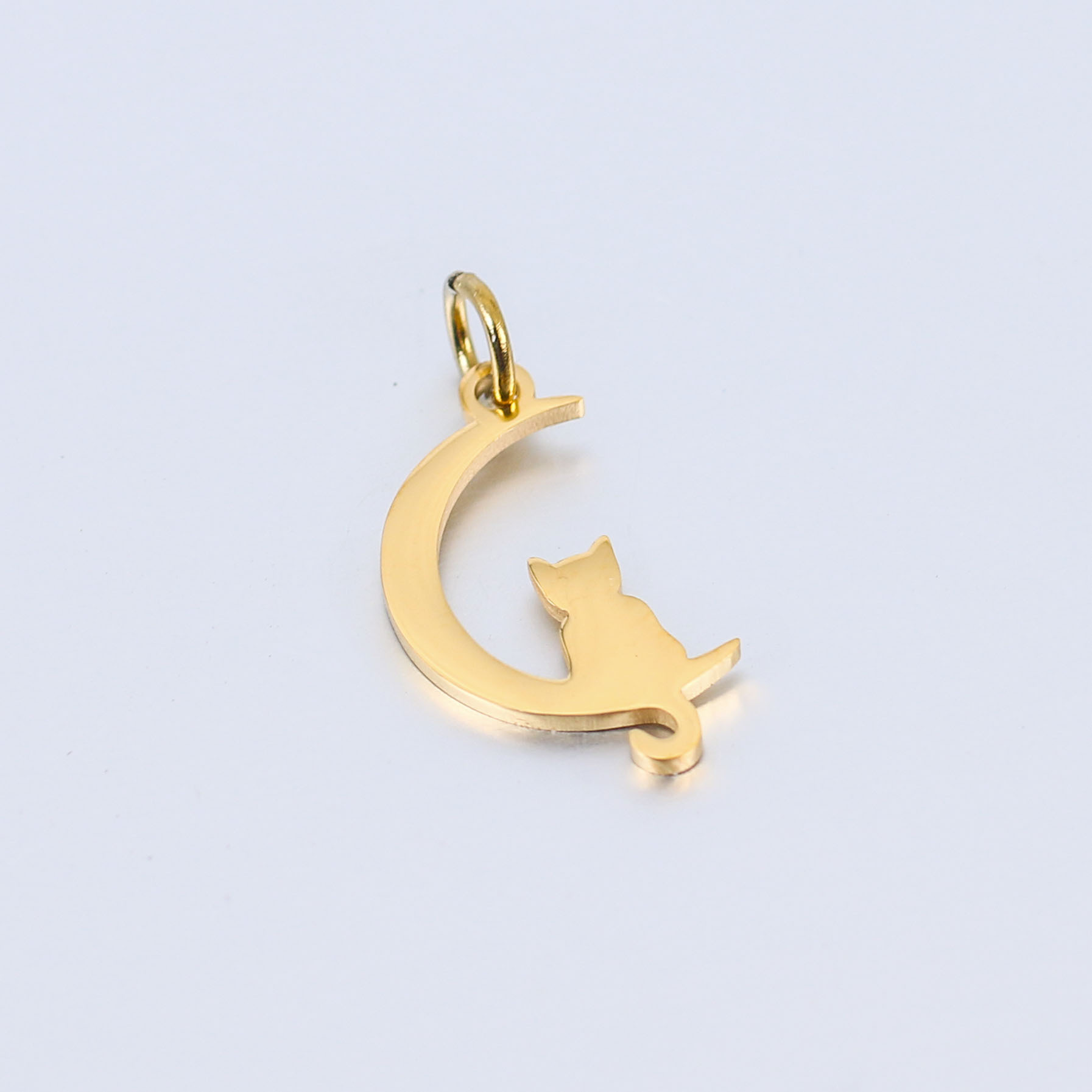 DOOYIO 5 teile/los Edelstahl Pet Halsband Mond Katze Spiegel Poliert Anhänger DIY Machen Halskette Gold-überzogene Zubehör – Detail 8