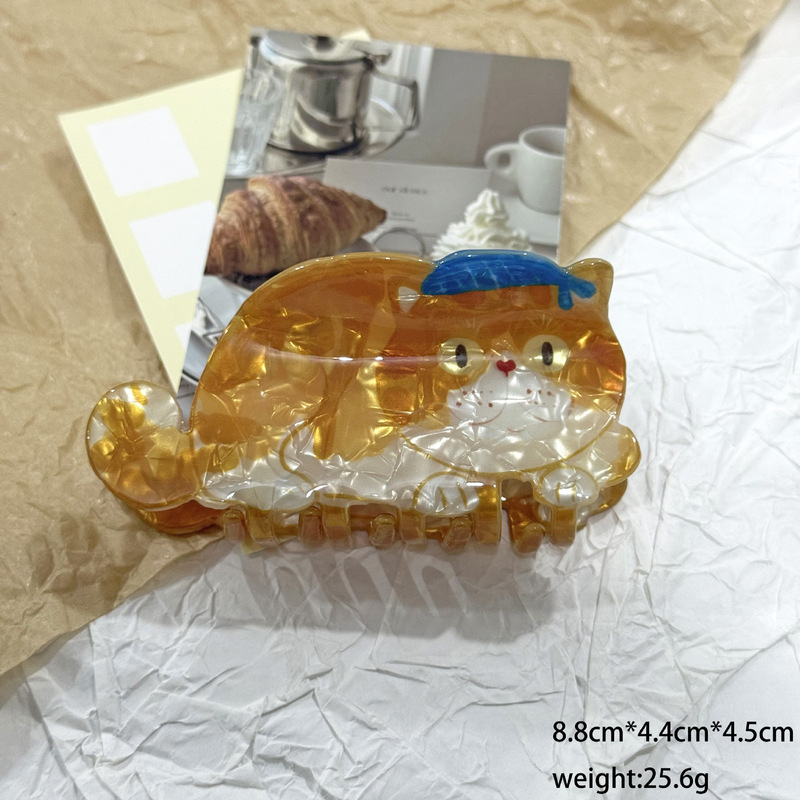 新款跨境猫狗抓夹发夹2025新款可爱风卡通腊肠狗边牧后脑勺鲨鱼夹|undefined