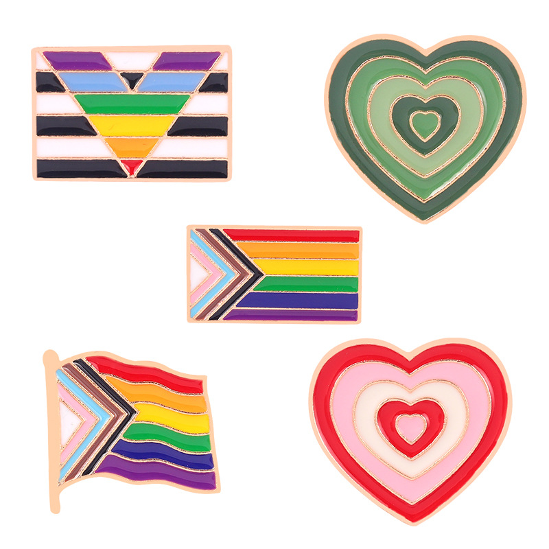 Simple Style Style Simple Style Pin Flag Heart Shape Alloy Enamel Stoving Varnish Unisex Brooches