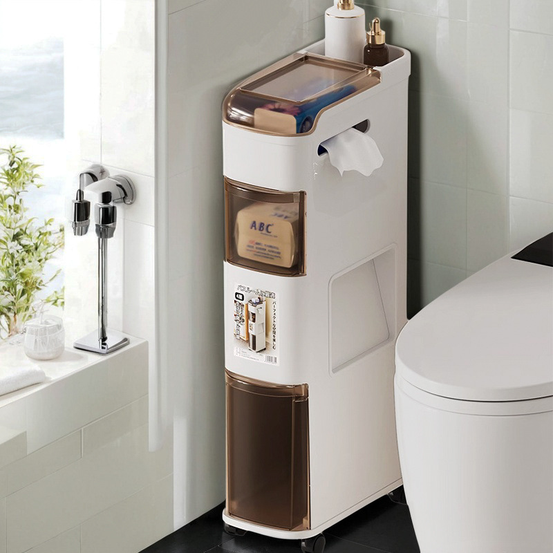 Trash Can Toilet Toilet Side Multifunctional Storage Floor Wall-mounted Bathroom with Lid Narrow Gap B & r