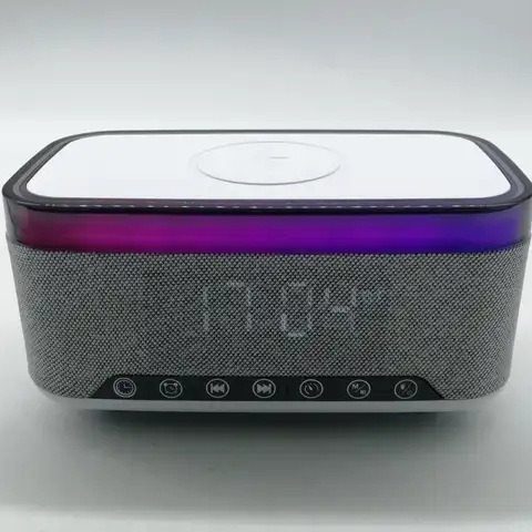 外贸新品LED显示屏时钟闹钟15w无线充音响白噪音大功率蓝牙小音箱|undefined