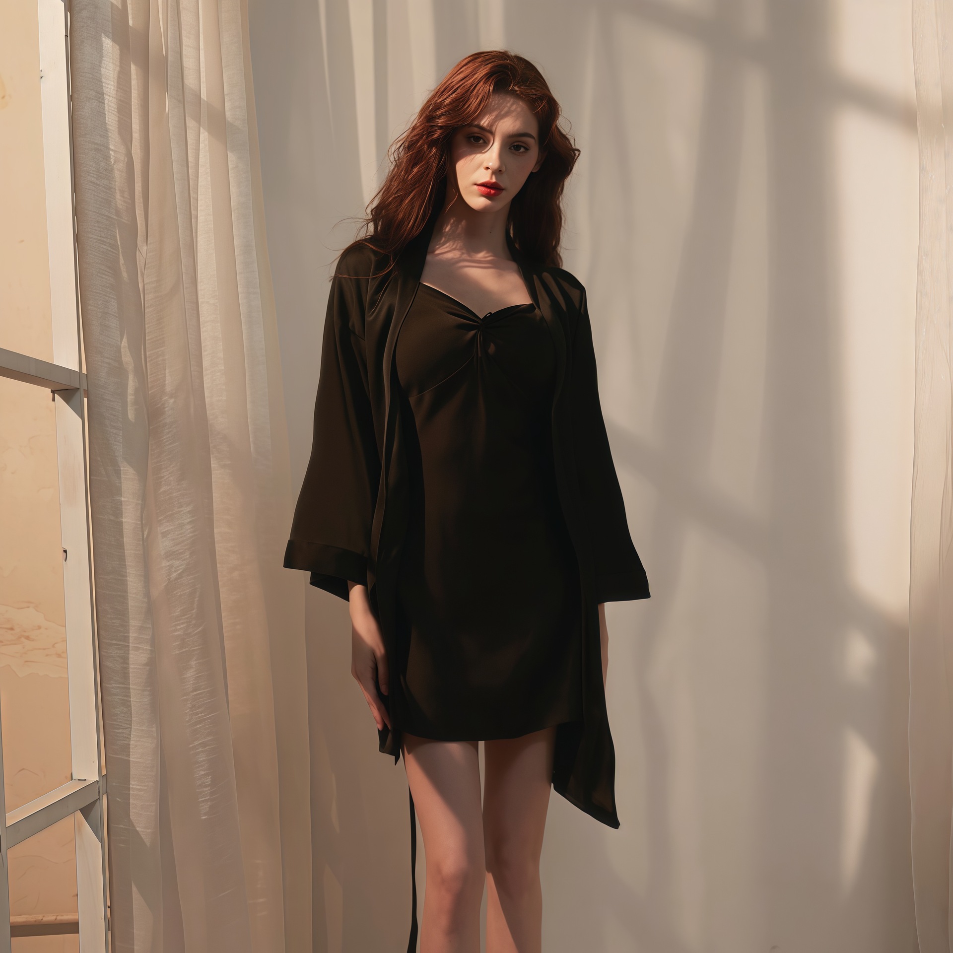 Temperament black: including suspender skirt + outer robe