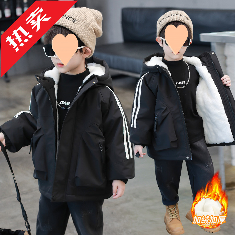 男童棉服冬装新款儿童冬季加绒加厚外套冲锋衣中小童棉衣冬款