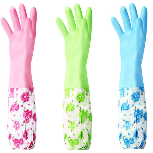Thickened velvet dishwashing gloves winter kitchen cleaning waterproof laundry rubber latex housework gloves wholesale