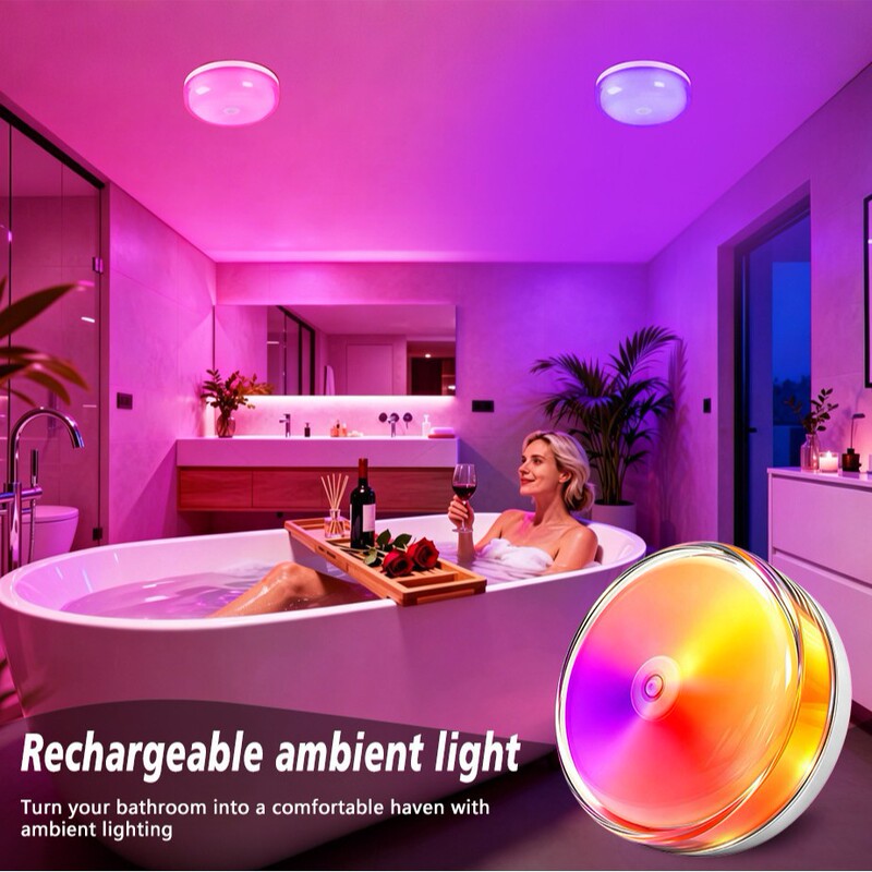 Cross-Border Amazon Waterproof Shower Light Motion Sensor Charging Magnetic Night Light Remote Control Rgb Colorful Atmosphere Light Cross-Border Amazon Waterproof Shower Light Motion Sensor Charging Magnetic Night Light Remote Control Rgb Colorful Atmosphere Light