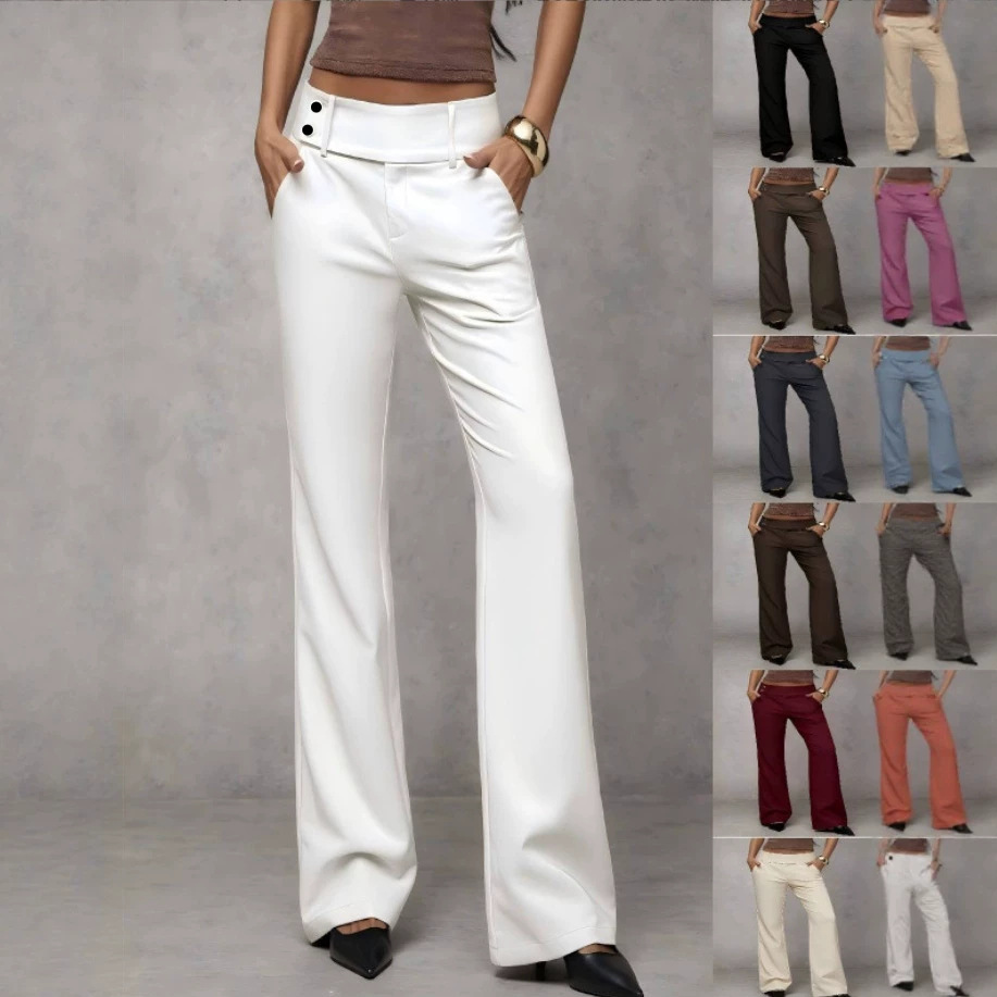 2026 New Solid Color Wide-Leg Pants for Women, Low-Waist, Drapey, Slimming, Height-Enhancing, Versatile, Suitable for Work and Casual Wear, Suit Pants, Long Pants