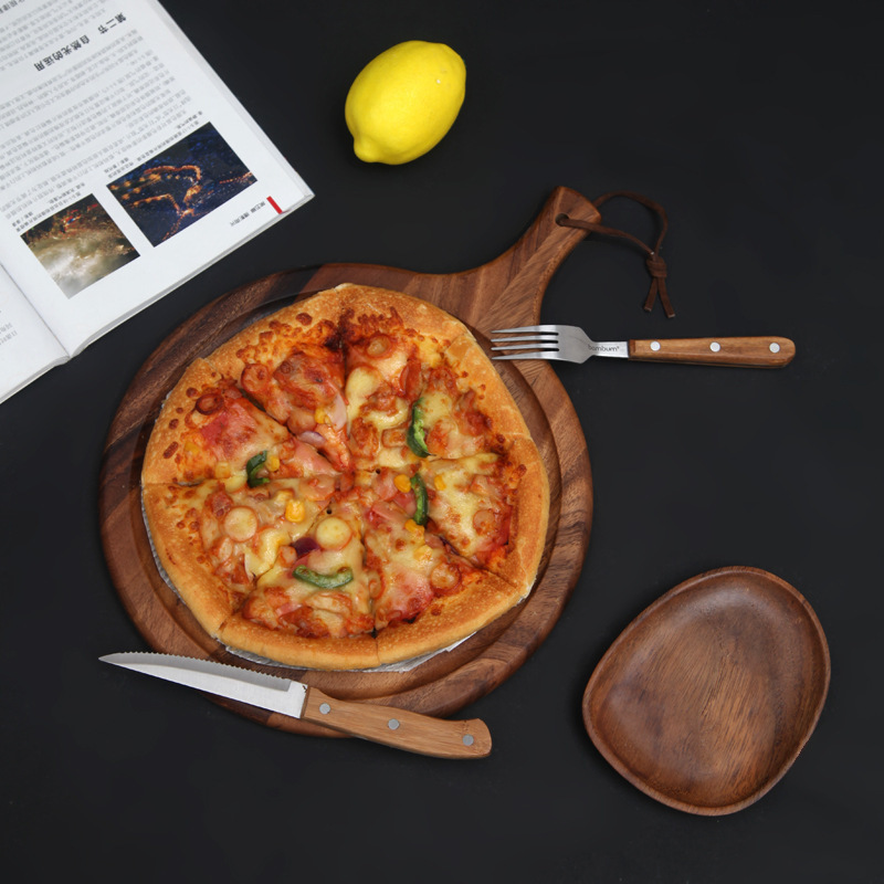 Transfronterizo japonés de madera maciza bandeja de madera sushi redondo pan casero tablero de filete tablero de pastel