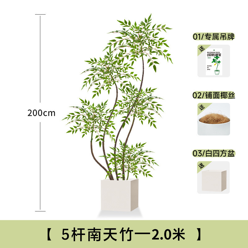 假绿植装饰仿真南天竹室内盆栽大型落地摆件客厅轻奢仿生植物造景|undefined