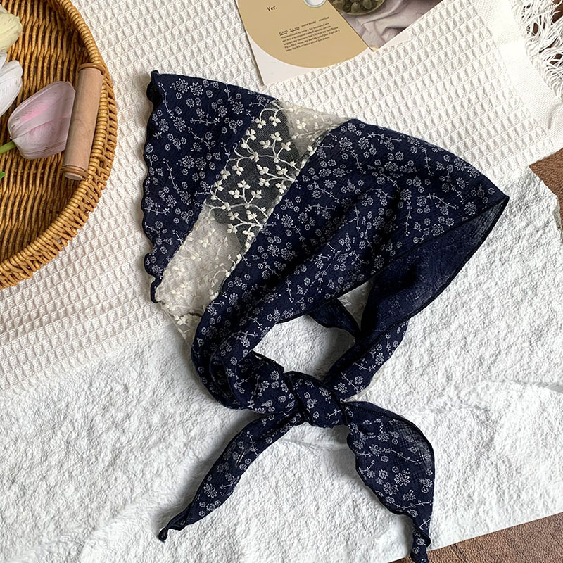 Bufanda triangular, babero, arte femenino, nuevo estilo, bufanda floral, bufanda de seda, pañuelo de alta calidad, diadema pastoral femenina de verano, cabello atado
