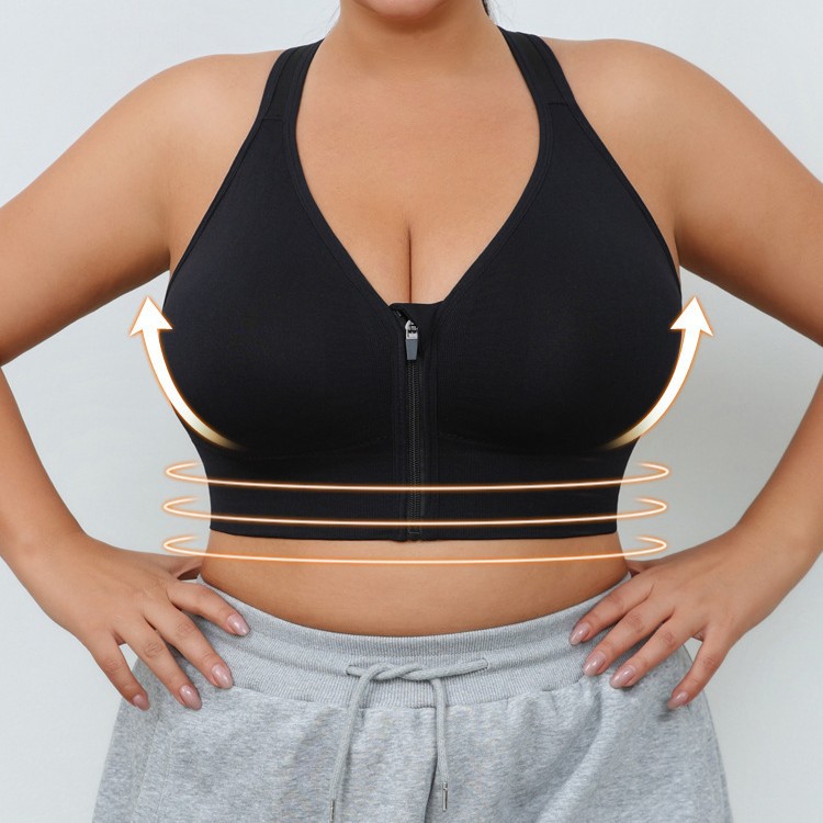 Cremallera delantera sujetador deportivo sin anillo de acero a prueba de terremotos se reúne para correr, yoga, chaleco de fitness, ropa interior para mujeres se puede usar fuera image 2