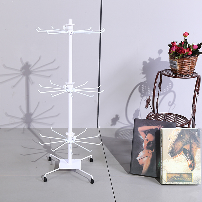 Rotating display rack, three-layer rack, movable jewelry rack, metal jewelry, earrings, necklaces, stall display rack, hanging rack