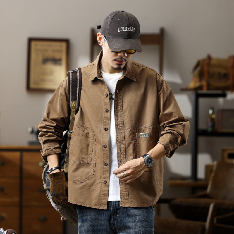 Herren Workshirt Aus Reiner Baumwolle Im Retro-stil Für Herren_voghion.com