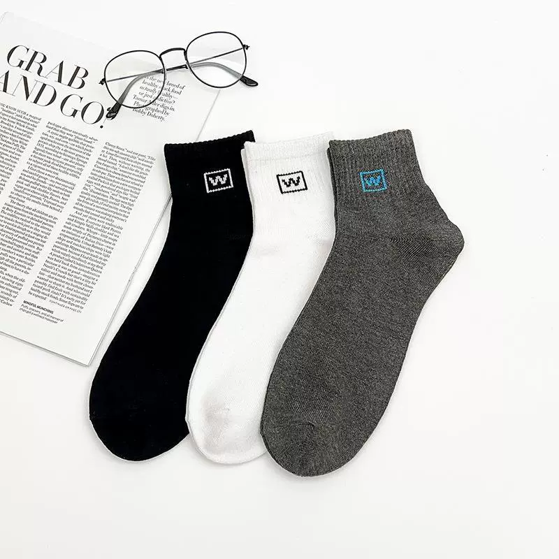 Мужские однотонные носки на плоской подошве с буквами, весенне-Летние повседневные Простые Спортивные носки из бамбукового волокна, носки до середины икры, мужские носки оптом