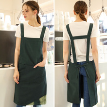 围裙logo印字厨房工作服围腰家用日式纯棉女透气加长款
