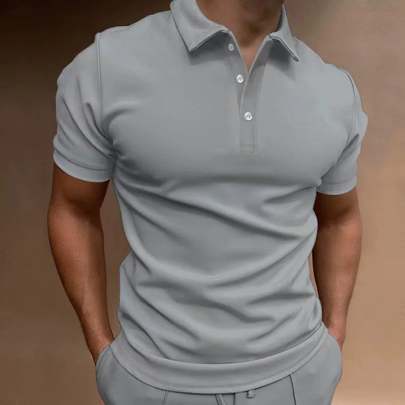 Летнее однотонное polo, футболка, рубашка, (торговля через границу), Amazon, с коротким рукавом