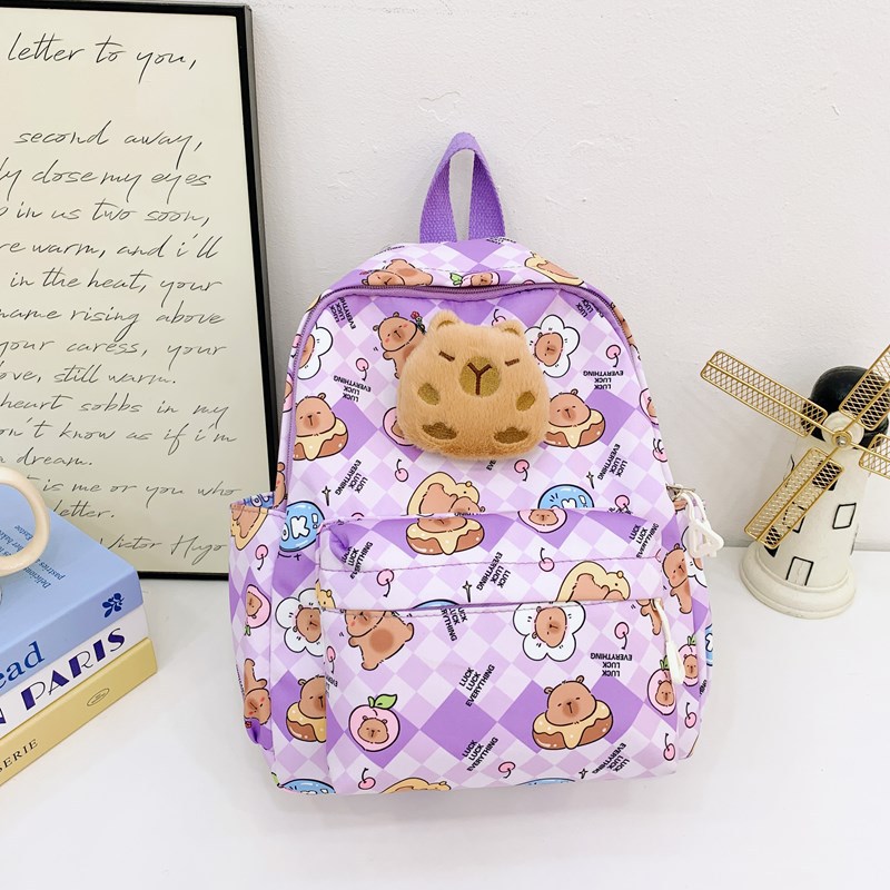Jardín de infantes mochila de dibujos animados lindos capibara mochila para niños y niñas nueva impresión mochila para niños