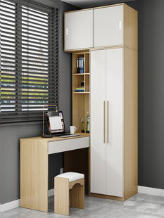 Wardrobe with desk integrated corner wardrobe desk computer European bedroom small apartment wardrobe floor