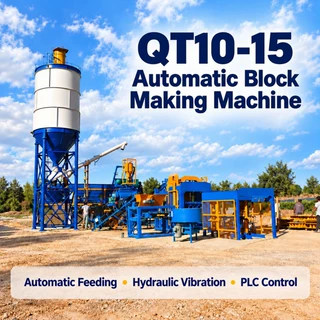QT10-15 Full Automatic Concrete Brick Block Making Machine
