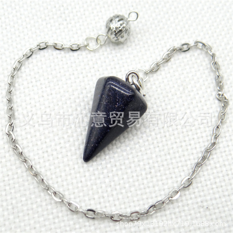 Venta caliente ágata natural cristal piedra preciosa cono hexágono cono colgante DIY cristal colgante espíritu péndulo