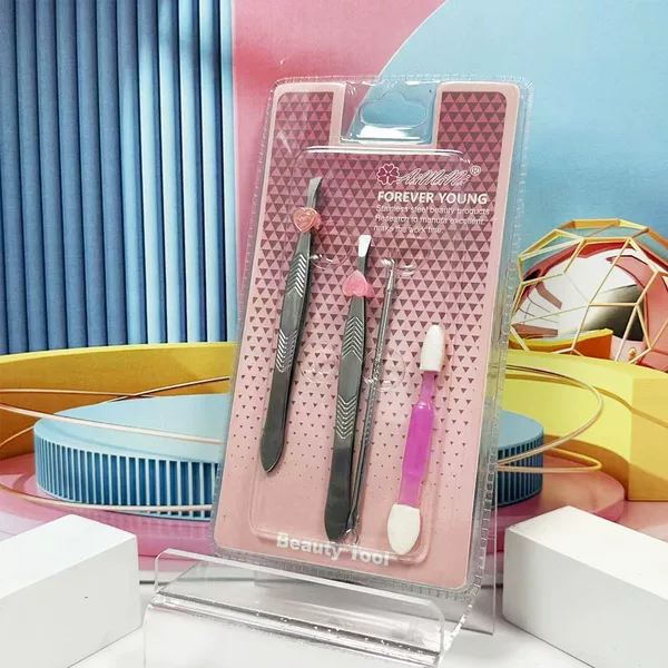 Double-sided bubble beauty tool suit eyebrow clip acne needle eyebrow trimming knife eyebrow comb eye shadow stick seahorse clip beauty makeup tool