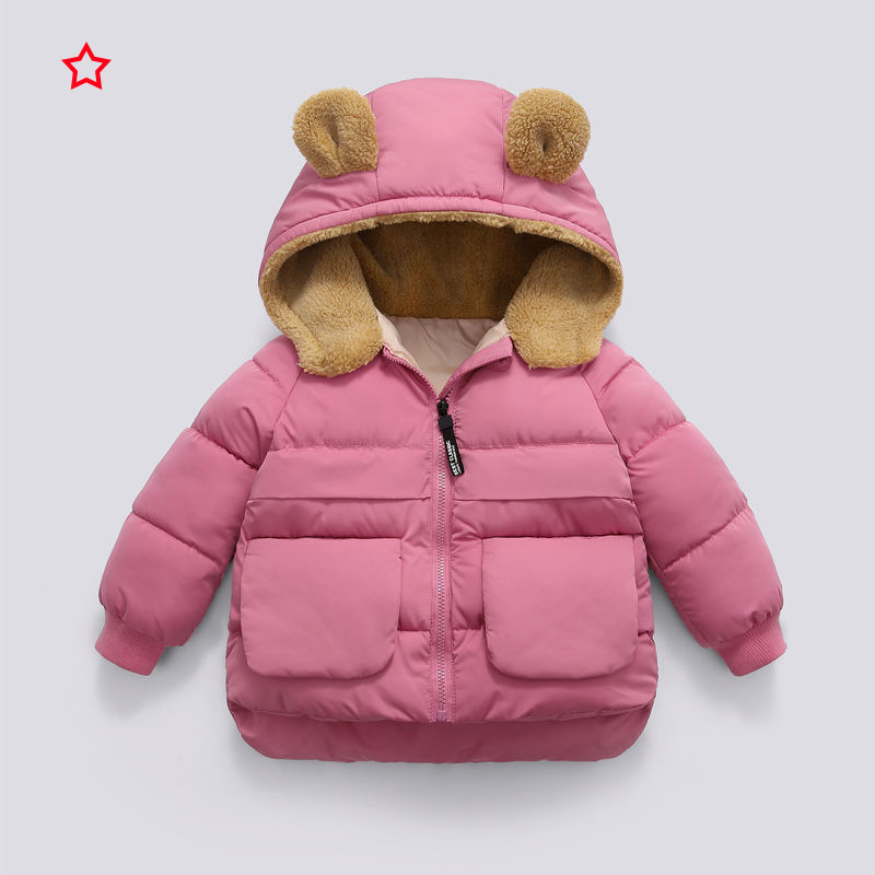 2024 new autumn and winter short thickened sherpa hooded warm jacket children's down jacket