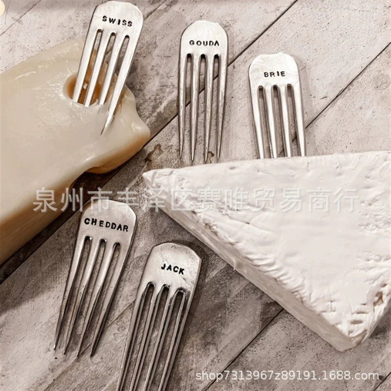 Cheese Marker Handstamped Silver fork cheese handprint silver fork
