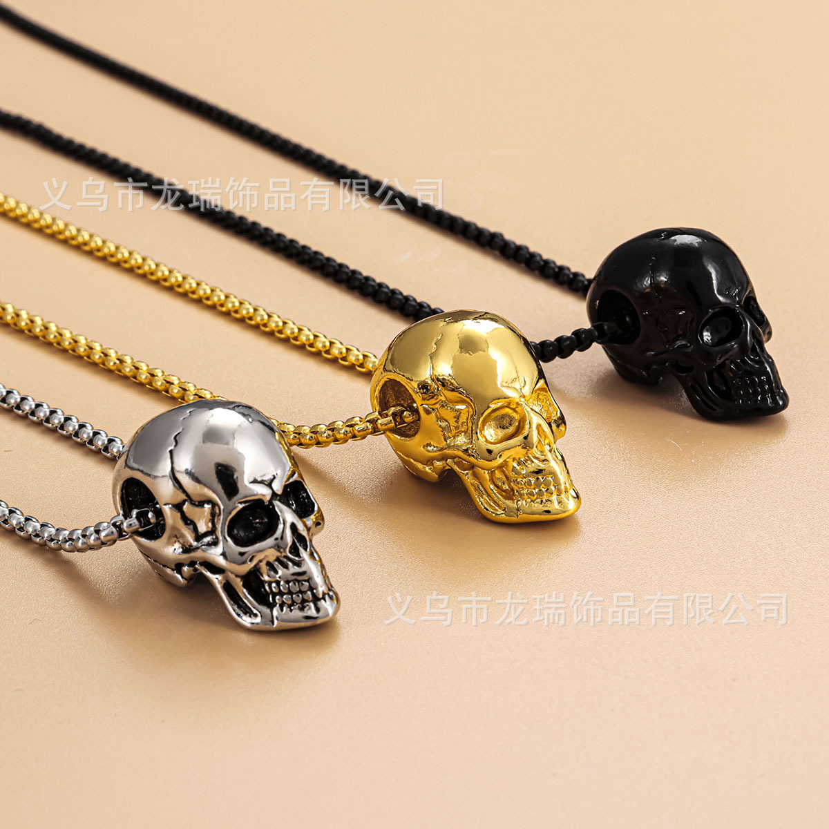 Longrui European and American Punk Pendant Jewelry Personalized Skull Men's Stainless Steel Necklace Hip-Hop Retro Accessories Wholesale