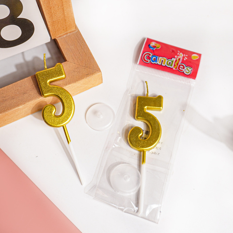 金色数字袋装蜡烛过生日蛋糕装饰周岁蜡烛派对儿童甜品台装扮插件|undefined