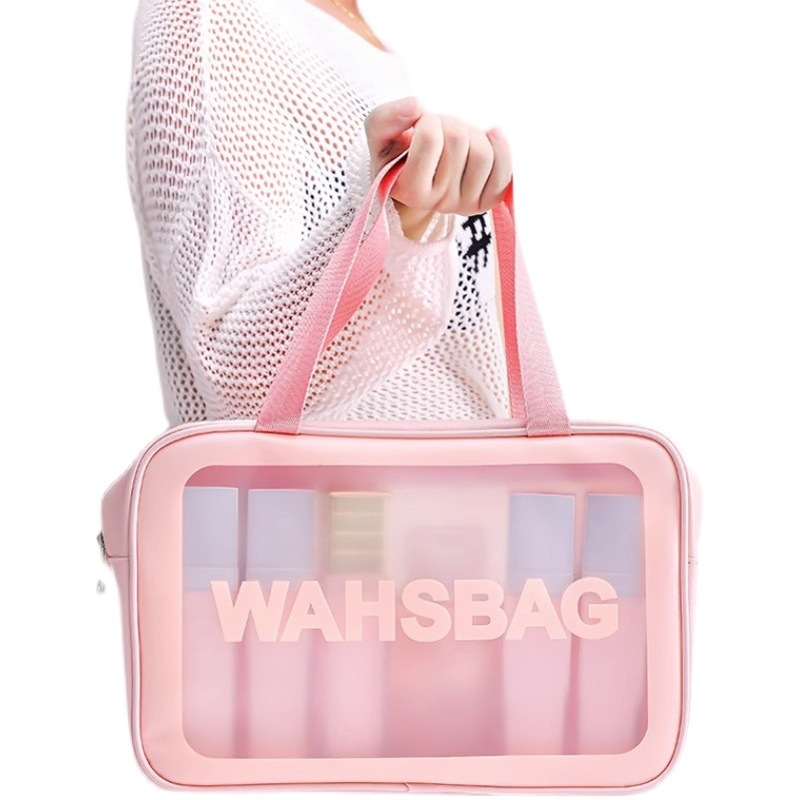 Dry and Wet Separate Swimming Bag Large Capacity Cosmetic Bag Women's Portable Travel Toiletry Bag Double Layer Transparent Waterproof Bag