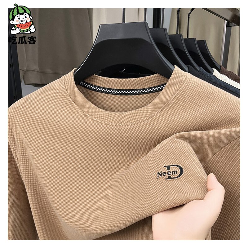 2024 Fall/Winter Men's New Dove Velvet Crewneck Label Base Shirt Men's Loose Casual Thickened Velvet Sweater