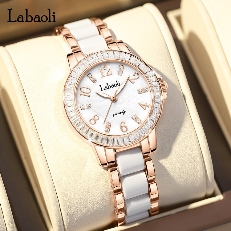 Labaoli Nuovo Modello Orologio da Polso al Quarzo da Donna in Ceramica con Anello di Diamanti Nuovo Kuaishou Live La202_voghion.com