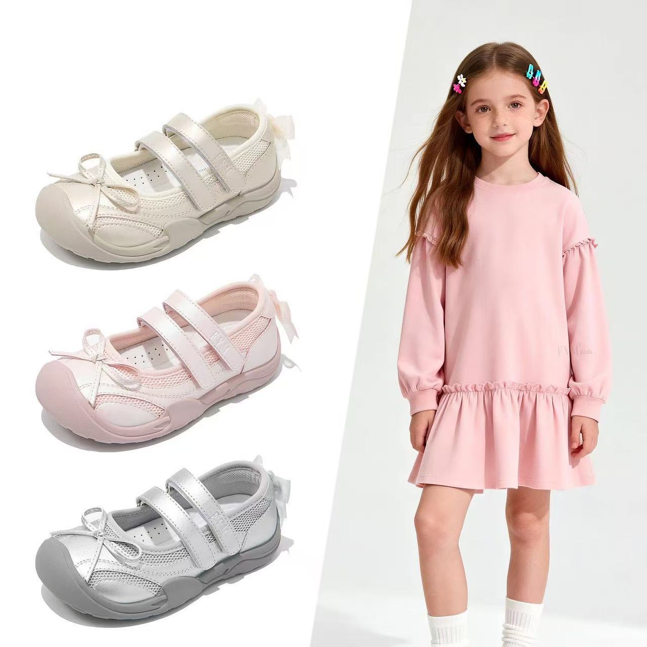 Girls' shoes, children's sports shoes, 2026 new spring/summer model, large children's ballet shoes for girls, breathable mesh single shoes