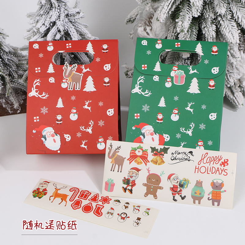 Venta directa de Navidad bolsa de papel Portátil Bolsa de regalo galleta de la galleta bolsa de caramelo bolsa de regalo de los niños de dibujos animados