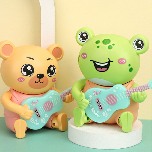 Cross-border new children's electric guitar animal light music shaking head cute pet little guitarist street stall toys wholesale