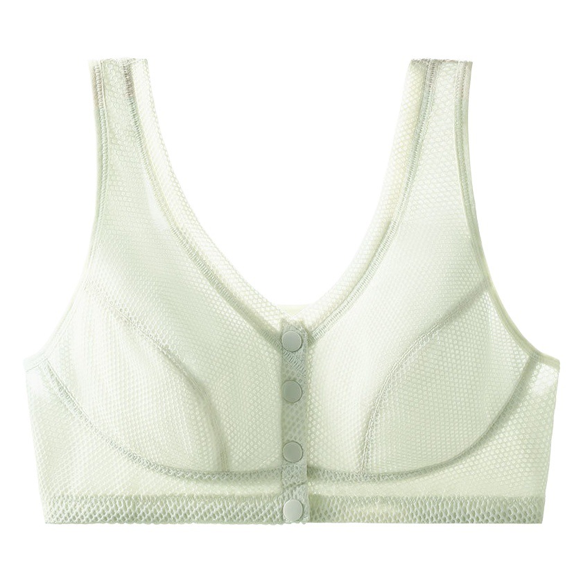 Seda de hielo sin costuras mamá ropa interior de las mujeres de verano Delgado botón frontal sujetador inalámbrico de mediana edad y ancianos más el tamaño del chaleco sujetador