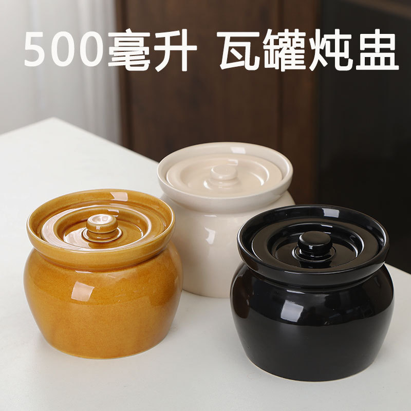 Olla de olla de barro con tapa 500 ml de sopa de estofado a prueba de agua olla de estofado de cerámica doméstica shaxian snack olla de sopa a fuego lento resistente a altas temperaturas