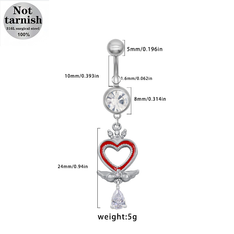 Piercing ombelico in acciaio inossidabile cuore e farfalla_voghion.com