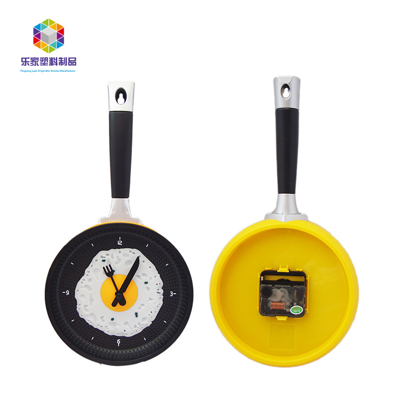 Creative Poached Egg Wall Clock Pan Wall Clock Frying Pan Wall Clock Bedroom Restaurant Fashion Wall Clock Wholesale