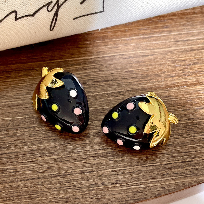 1 Pair Cute Strawberry Enamel Plating Alloy Ear Studs display picture 3