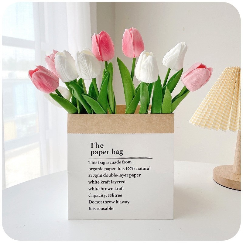 Flores florales Decoración de la sala de estar Decoración Decoración Ramo biónico Tulipán Flor seca de lujo ligero Flor falsa Decoración eterna