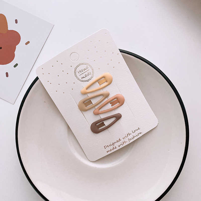 15g Weight Hair Clip Hair Accessories Type 1 Set Quantity Holiday, Daily, Selfie Occasion Metal Material Geometric Pattern Women's Gender Sweet Style New One Card 4 Versatile Basic Frosted Dripping Cream Tea Color BB Clip Five Stars Lovely Heart-Shaped Hair Clips Hair Accessories 15