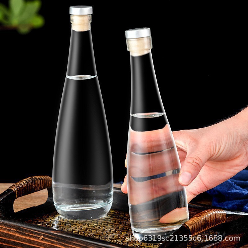 白酒瓶500ml糸口平口白酒小酒瓶蒙砂果酒瓶透明ジュース飲料ミネラルウォーター|undefined