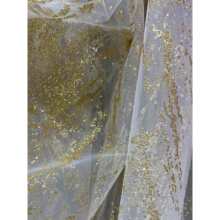 金色网布婚纱礼服面料网布服装公主裙蓬蓬裙撒金面料喷金diy制作