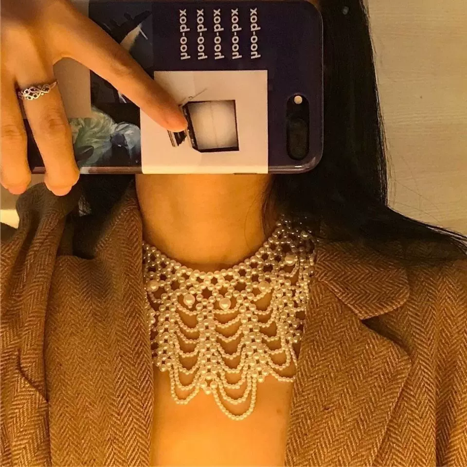 全手工编织防珍珠假领子项链 装饰假衣领毛领子娃娃领